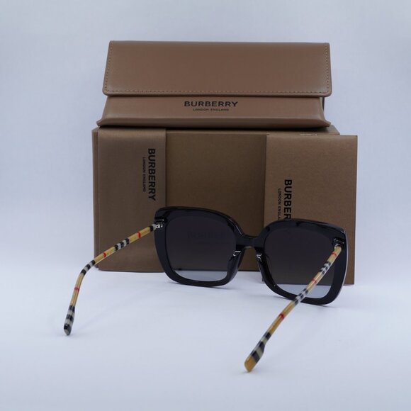Burberry BE4323F 38538G Sunglasses Black/Brown Square Frame, Grey Lenses